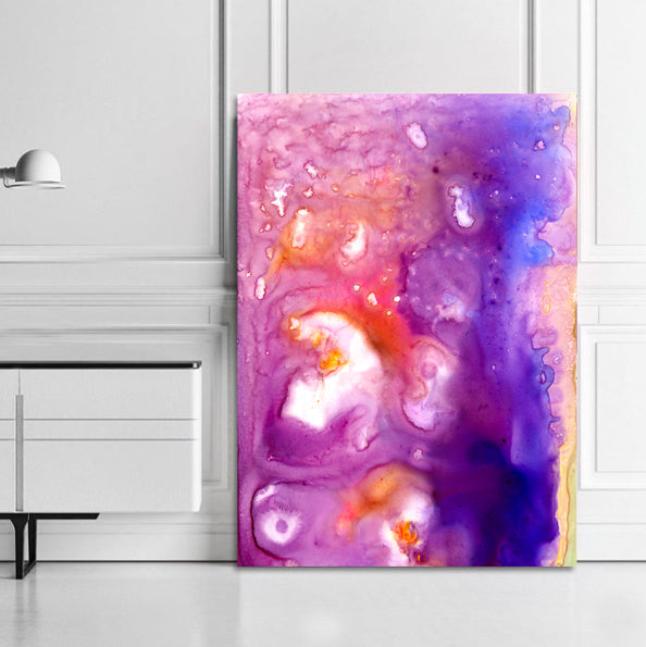 Visions Undreamed Abstract Watercolor Painting - Modern Contemporary Art Print Brazen Design Studio Medium Orchid