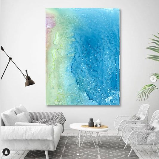 Ocean of Thought - Watercolor Painting - Abstract Seascape Contemporary Art Print Brazen Design Studio Steel Blue