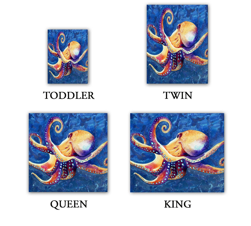 Octopus Wildlife Watercolor Painting  - Modern Bedding - Duvet or Comforter Brazen Design Studio Dark Slate Blue