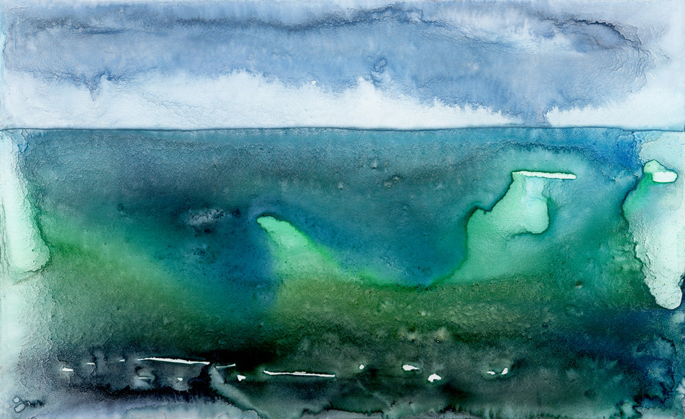 Holding on For Life Art Print - Abstract Seascape - Watercolor Painting Brazen Design Studio Dark Slate Gray