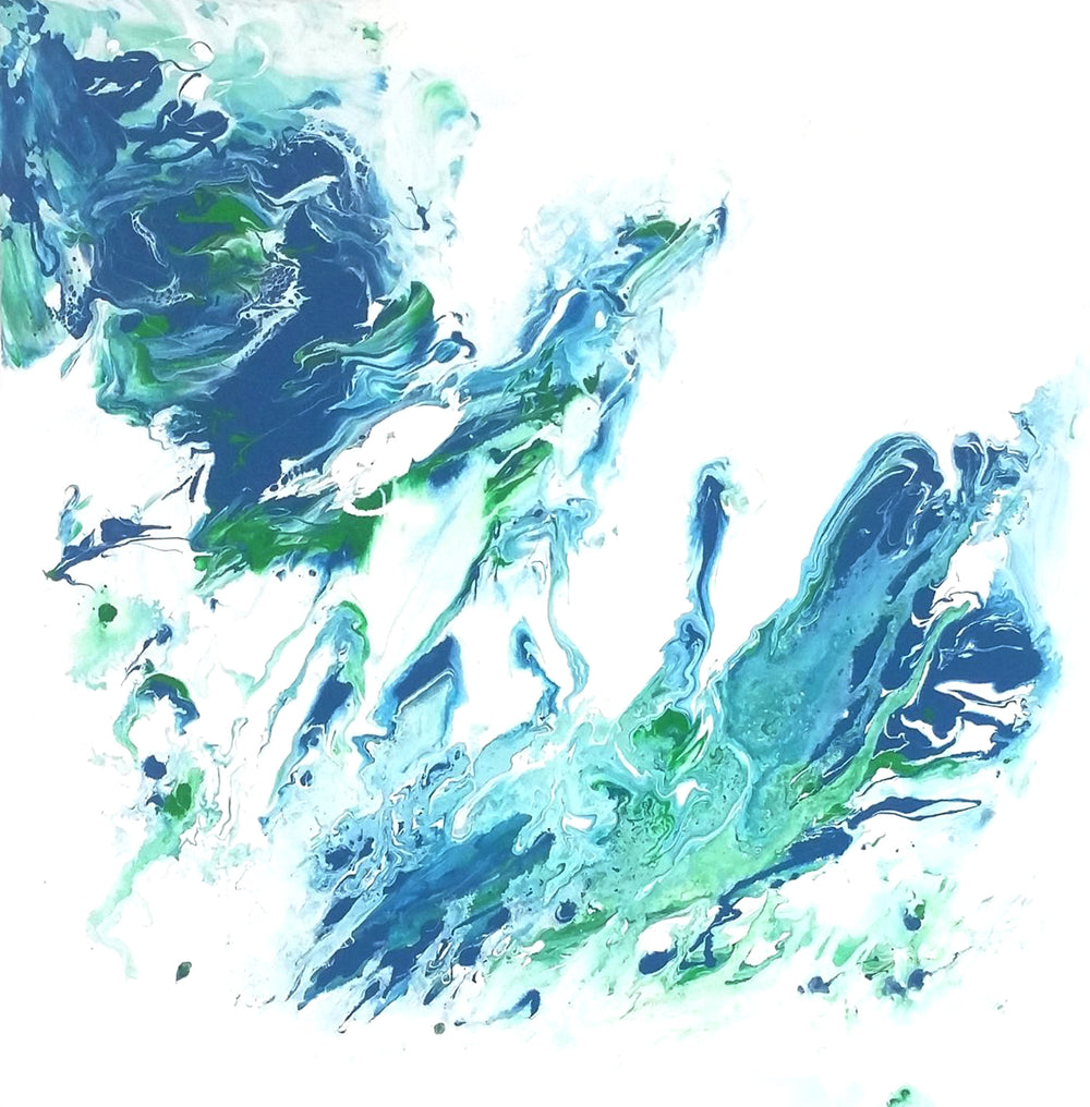 Oceanus Tricae - Acrylic Painting - Contemporary Blue Abstract Seascape Art Print Brazen Design Studio Cadet Blue
