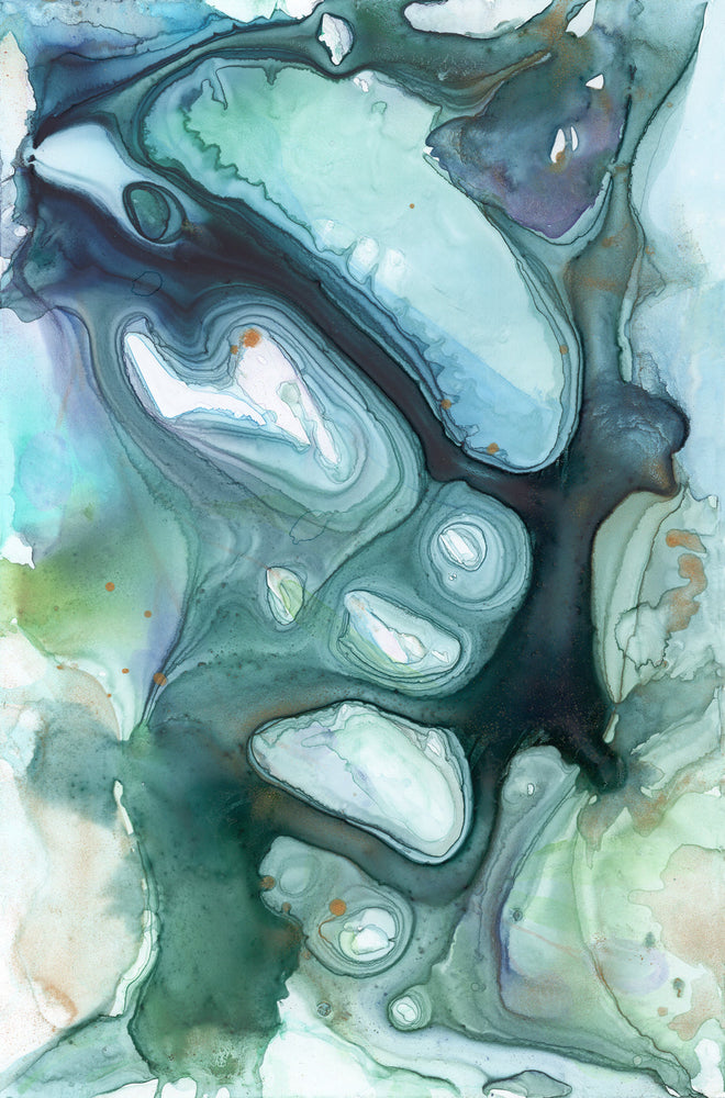 Siren Song Art Print - Abstract Ocean - Watercolor Painting Brazen Design Studio Cadet Blue