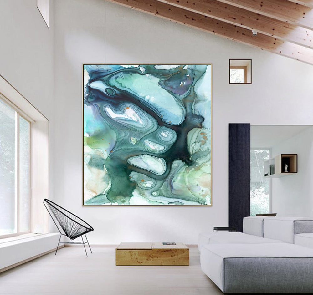 Siren Song Art Print - Abstract Ocean - Watercolor Painting Brazen Design Studio Cadet Blue