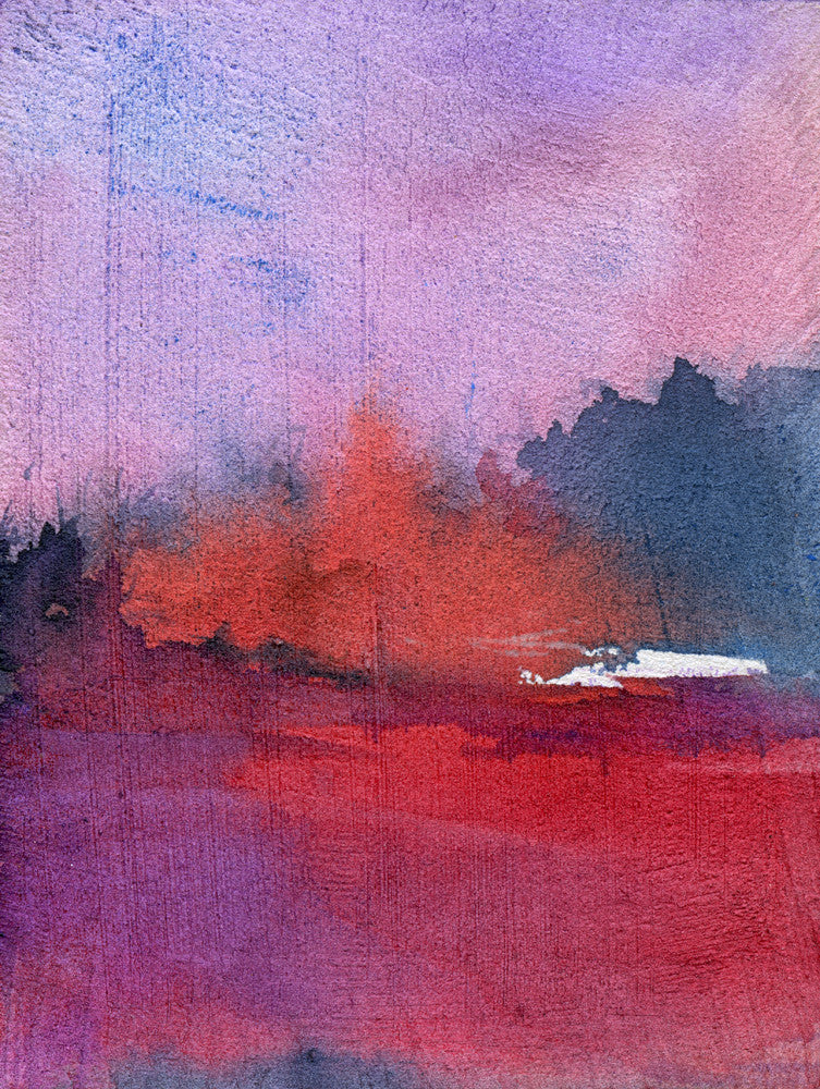 Summer's End Landscape Nature Inspired Minimalist Watercolor Contemporary Art Print Brazen Design Studio Plum