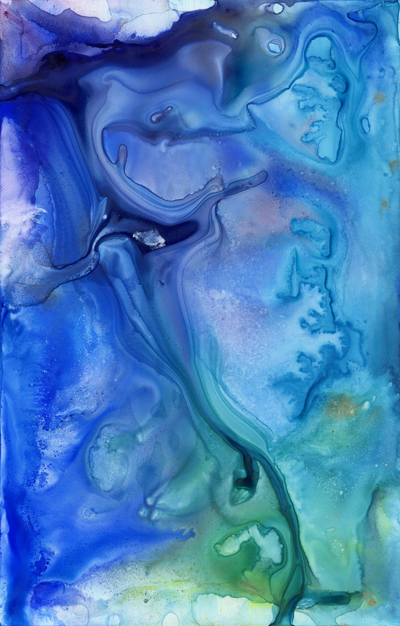 The Mirror Waters Art Print - Abstract Ocean - Watercolor Painting Brazen Design Studio Cornflower Blue