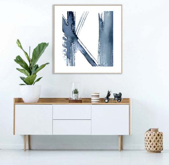 Art Print - Vertigo Abstract Composition Contemporary Indigo Watercolor Painting Brazen Design Studio Slate Gray