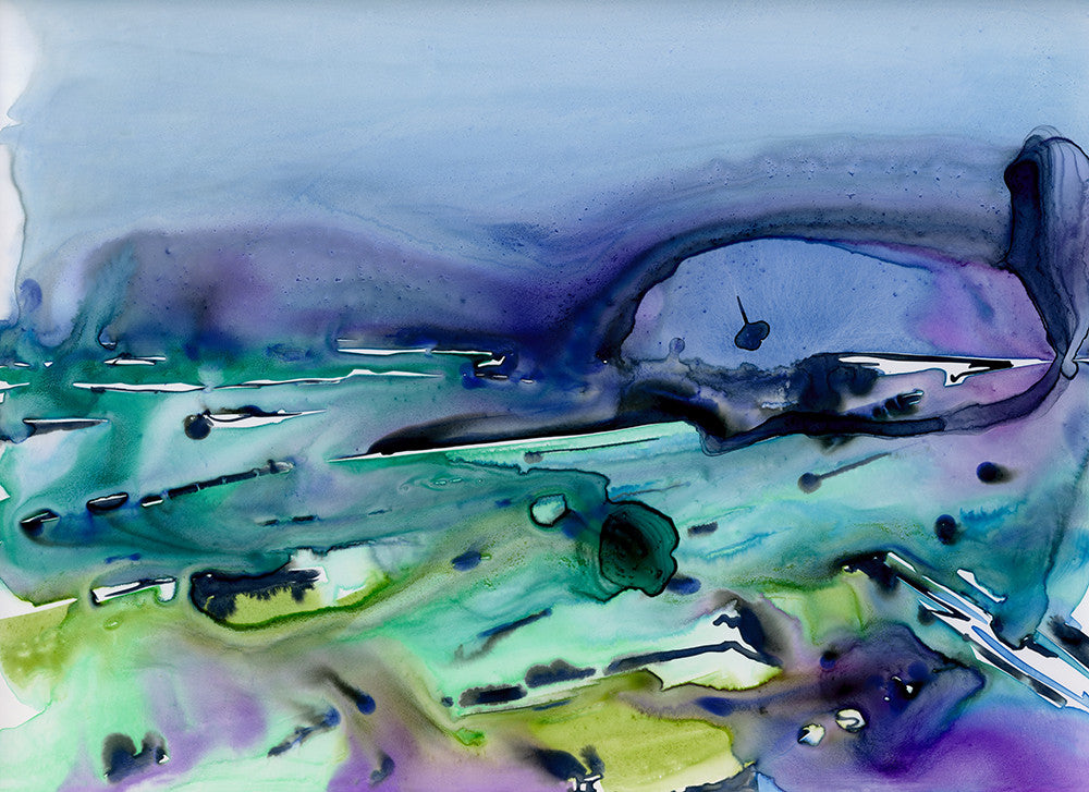 Art Print - Vineyards - Abstract Watercolor Painting Brazen Design Studio Steel Blue