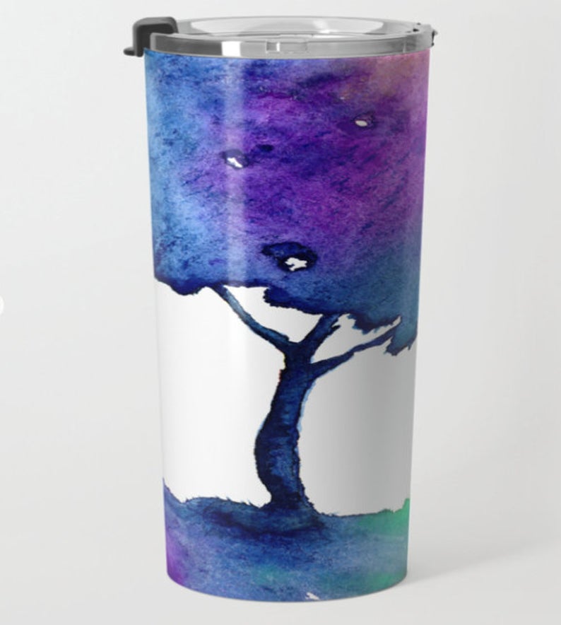 Travel Mug - Ceramic or Metal Coffee Cup - Hue Tree  - Stainless Steel Metal Coffee Cup Brazen Design Studio Dark Slate Blue
