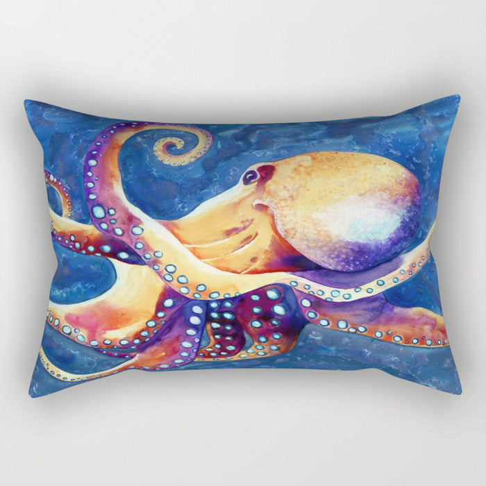 Octopus Pillow Cover - Ocean Life - Throw Pillow Cushion - Fine Art Home Decor Brazen Design Studio Light Goldenrod