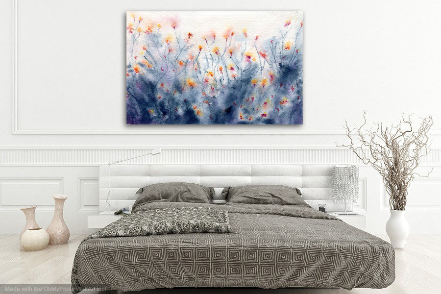 Floral Watercolor Painting - Wildflowers Art Print Wall Art Home Decor Brazen Design Studio Slate Gray