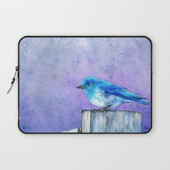 Bluebird Macbook Pro Laptop Case - Watercolor Painting - Printed Fabric Laptop Sleeve Brazen Design Studio Medium Purple