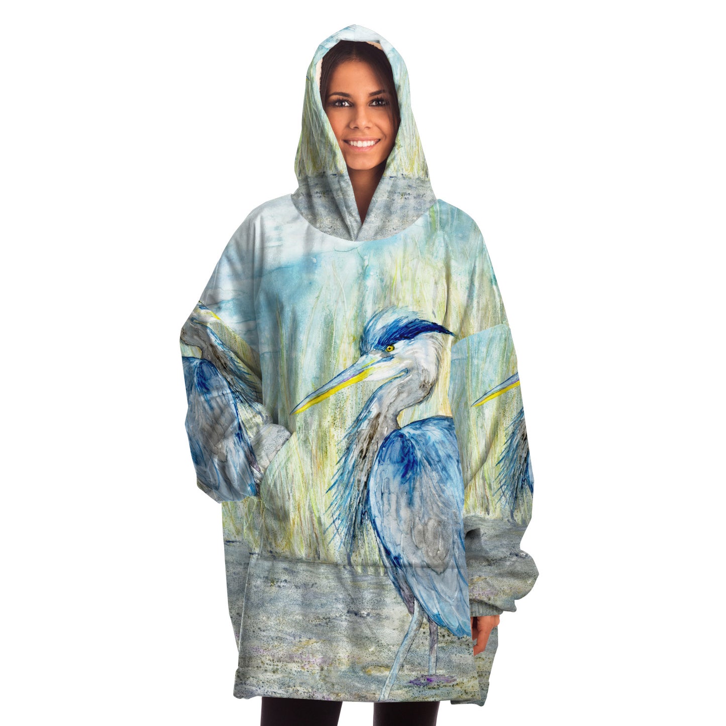 Great Blue Heron Snug Hoodie Wearable Blanket