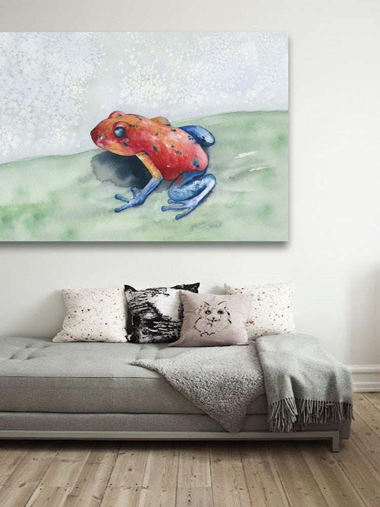 Watercolor Painting - Blue Jean Poison Dart Frog - Art Print Brazen Design Studio Light Coral