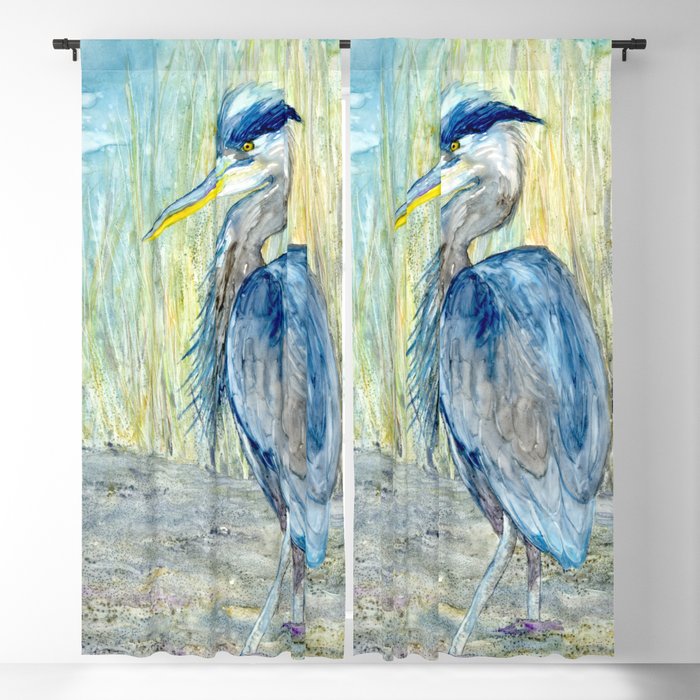 Great Blue Heron Black Out or Sheer Curtains
