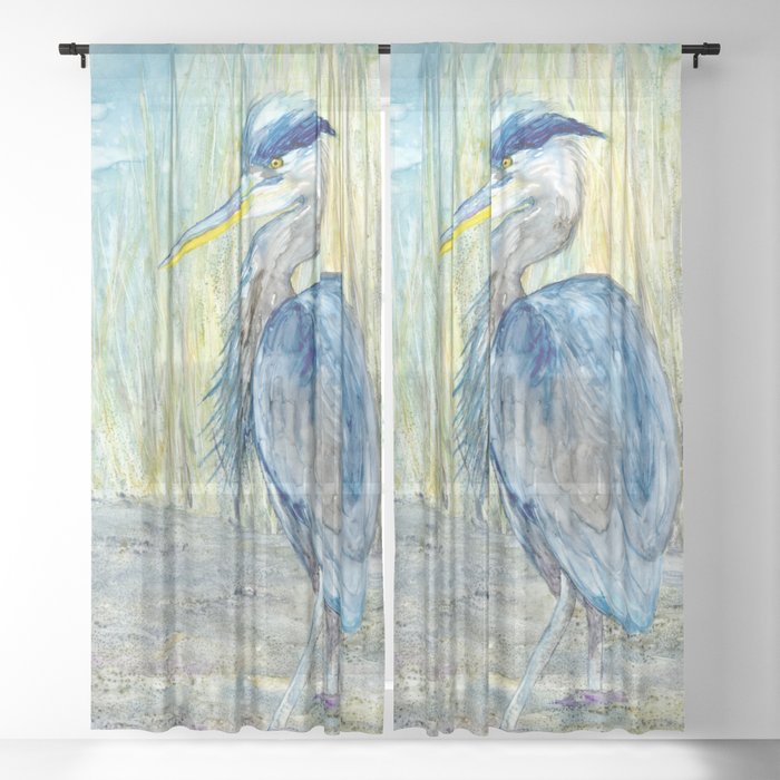 Great Blue Heron Black Out or Sheer Curtains