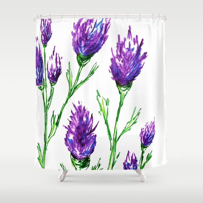 Clover Shower Curtain Watercolor Painting - Artistic Bathroom Decor Brazen Design Studio Lavender