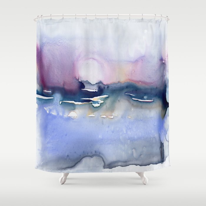 Shower Curtain Colour Array Seascape Painting - Artistic Bathroom - Modern Vibrant Bathroom Decor Brazen Design Studio Light Gray