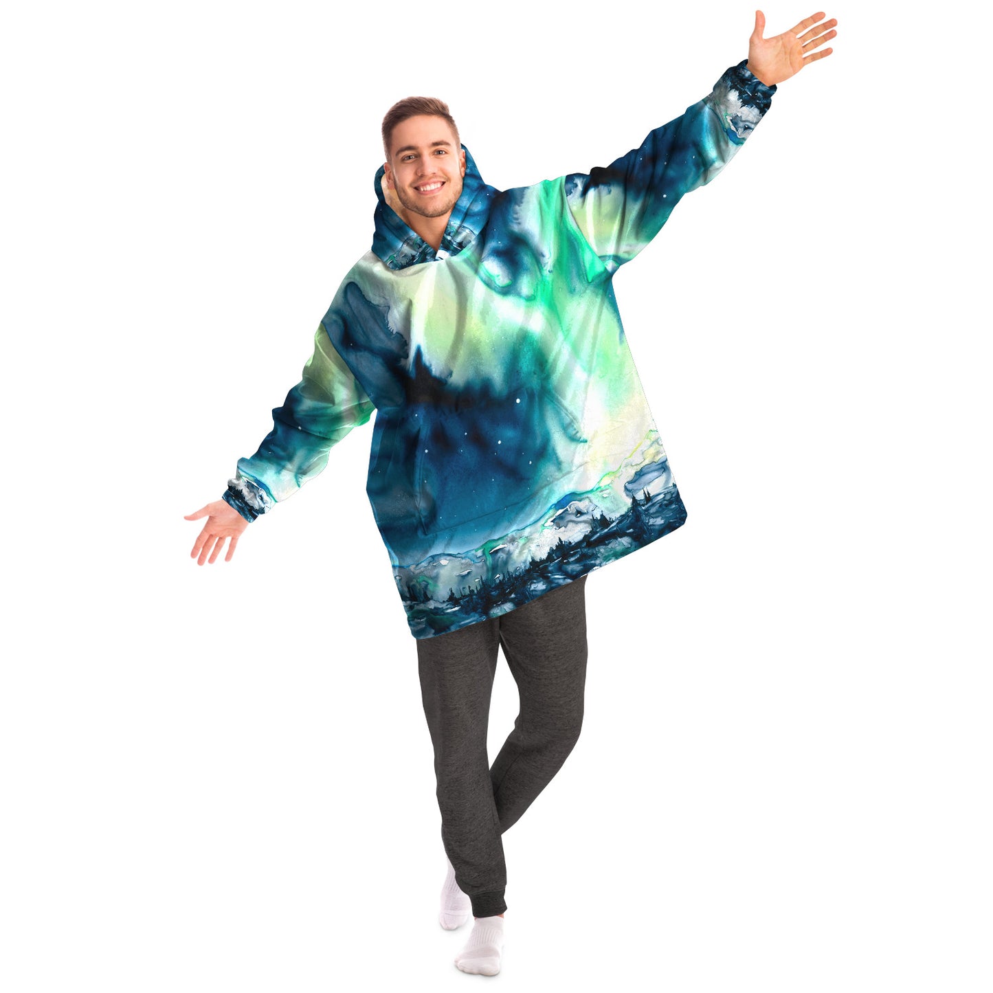 Aurora Borealis Snug Hoodie Wearable Blanket