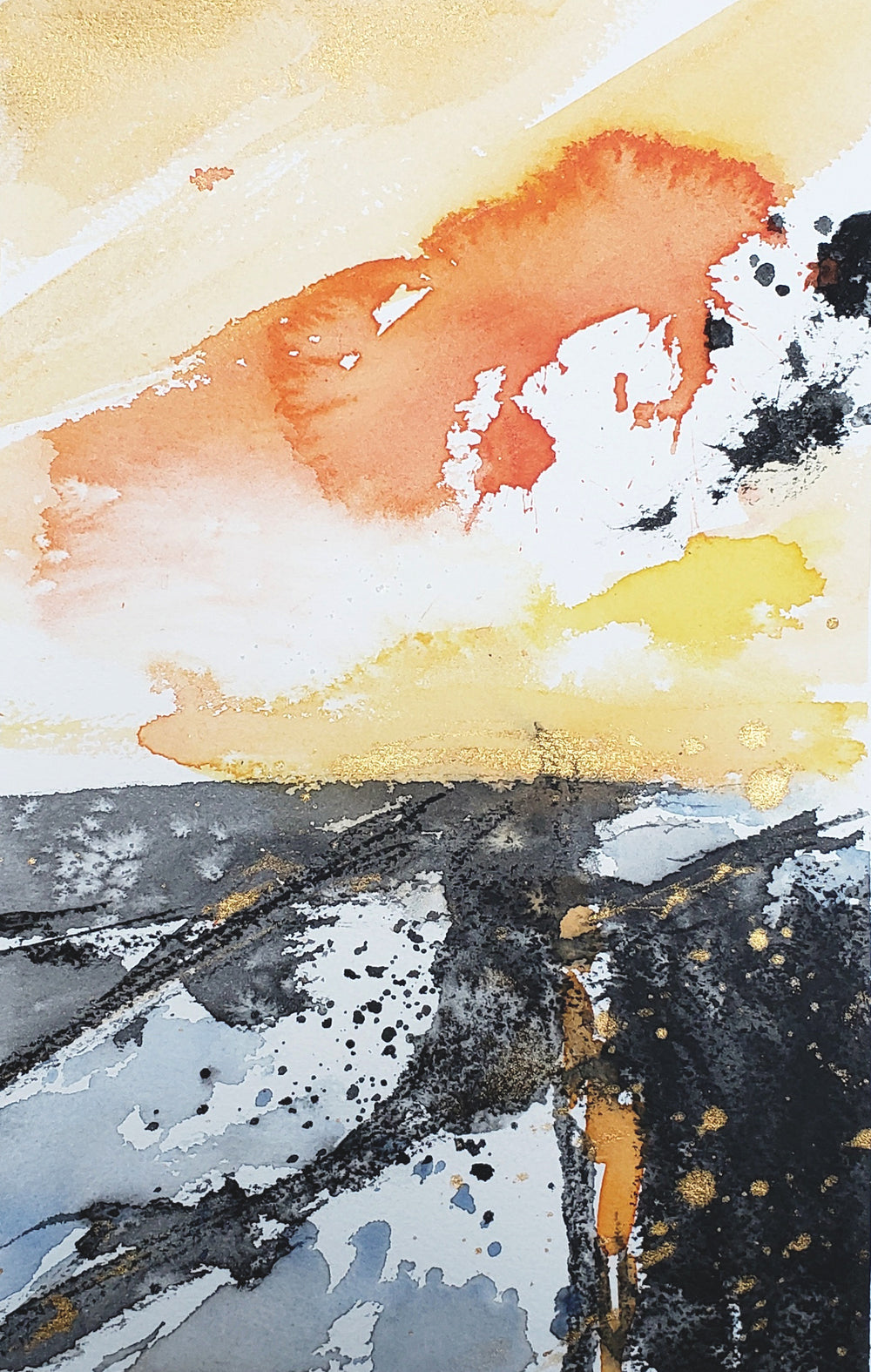 Art Print - Decided to Risk It Contemporary Abstract Watercolor Painting Brazen Design Studio Dark Slate Gray