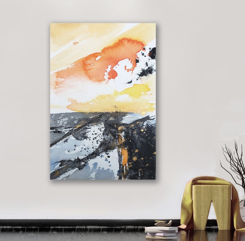 Art Print - Decided to Risk It Contemporary Abstract Watercolor Painting Brazen Design Studio Light Gray