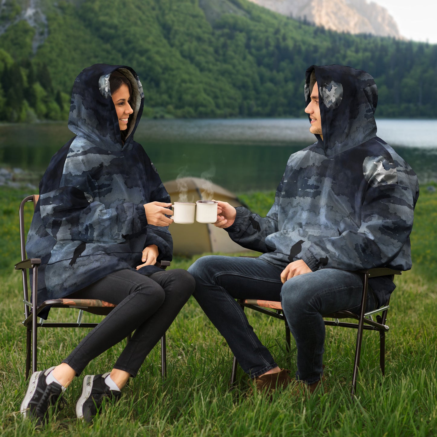 Moonlit Raven Snug Hoodie Wearable Blanket