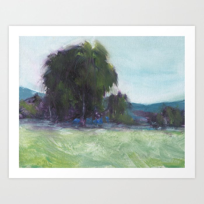 Weeping Willow - Oil Painting Landscape Nature Inspired Contemporary Art Print Brazen Design Studio Dark Slate Gray
