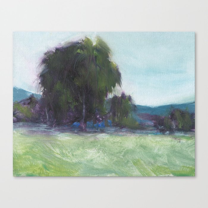 Weeping Willow - Oil Painting Landscape Nature Inspired Contemporary Art Print Brazen Design Studio Dark Slate Gray