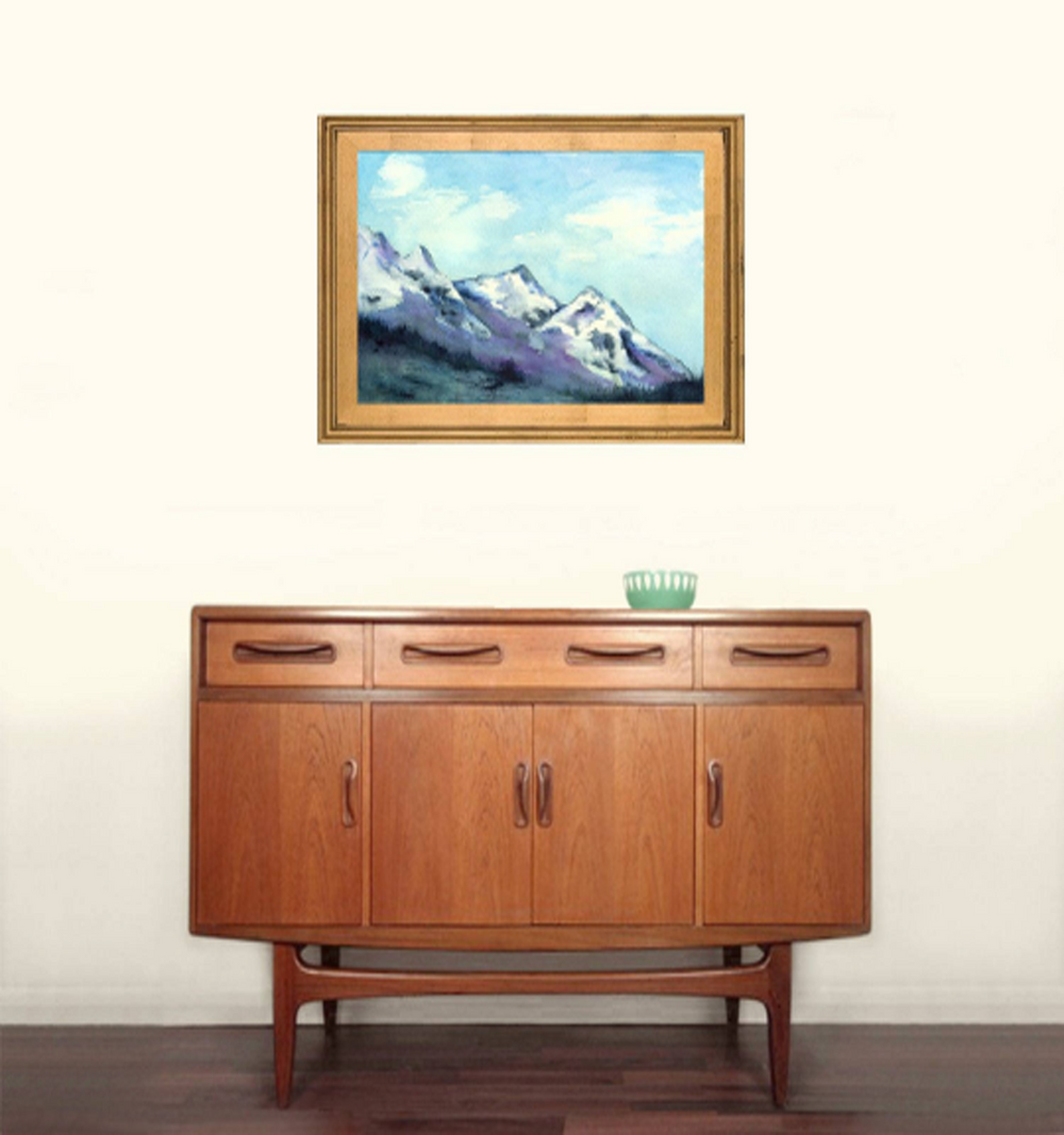 The Peaks - Rocky Mountains Watercolor Landscape Painting - Scenic Art Print Brazen Design Studio Dark Salmon