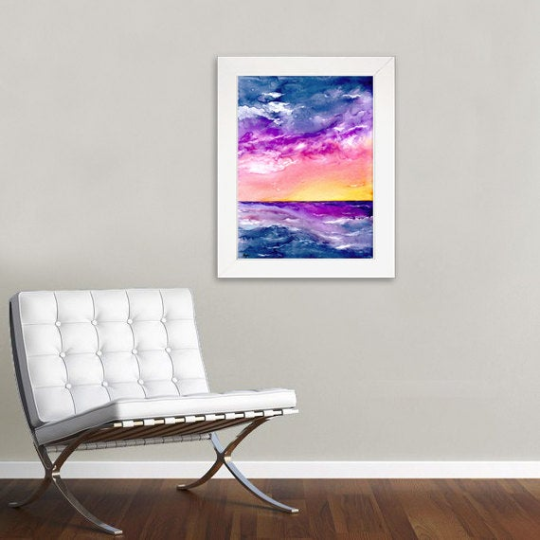 Tormenta Art Print - Sunset Seascape - Watercolor Painting Brazen Design Studio Dark Magenta