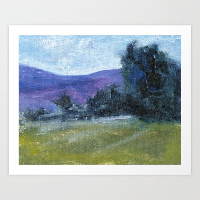 Draped in a Dream Oil Painting Landscape Nature Inspired Contemporary Art Print Brazen Design Studio Slate Blue