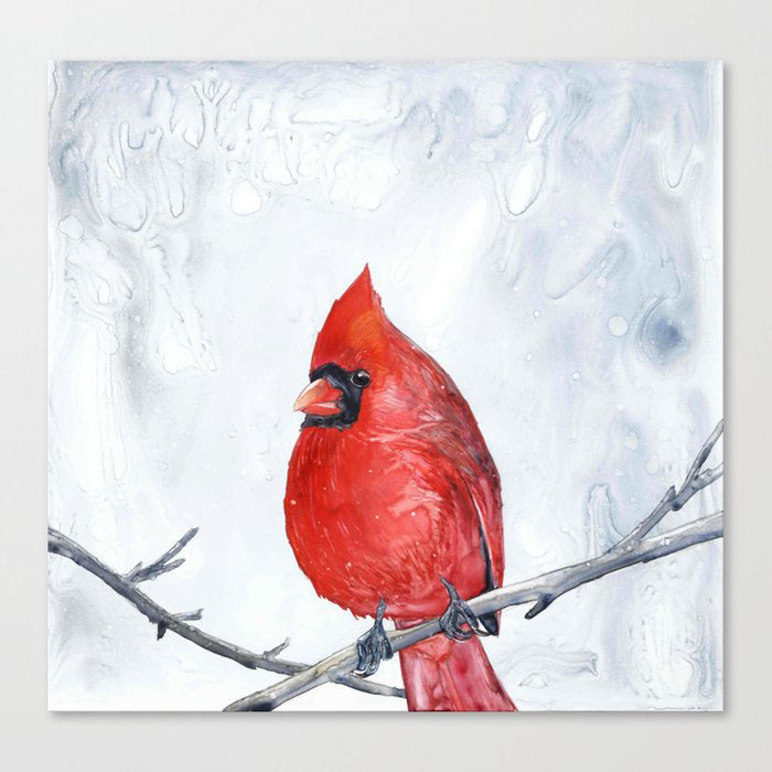 Red Cardinal Watercolor Painting - Waiting for Spring - Valley Bird Art Print Brazen Design Studio Chocolate