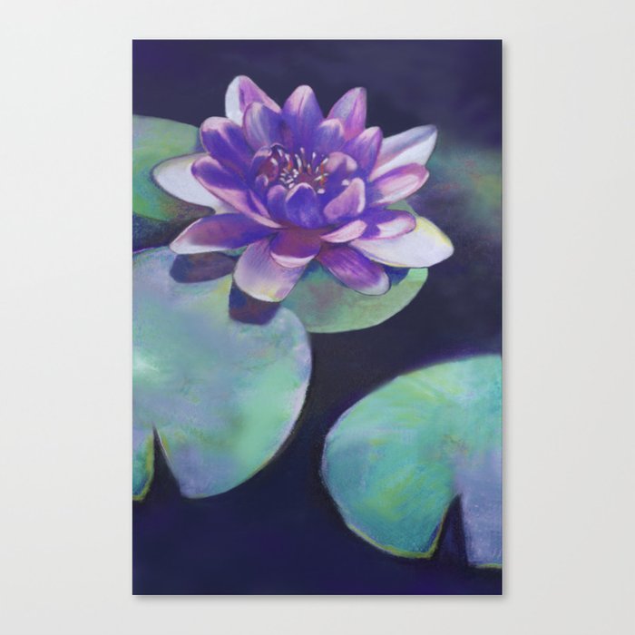 Water Lily Pad Pastel Drawing - Lotus Floral Zen Art Print Brazen Design Studio Cadet Blue
