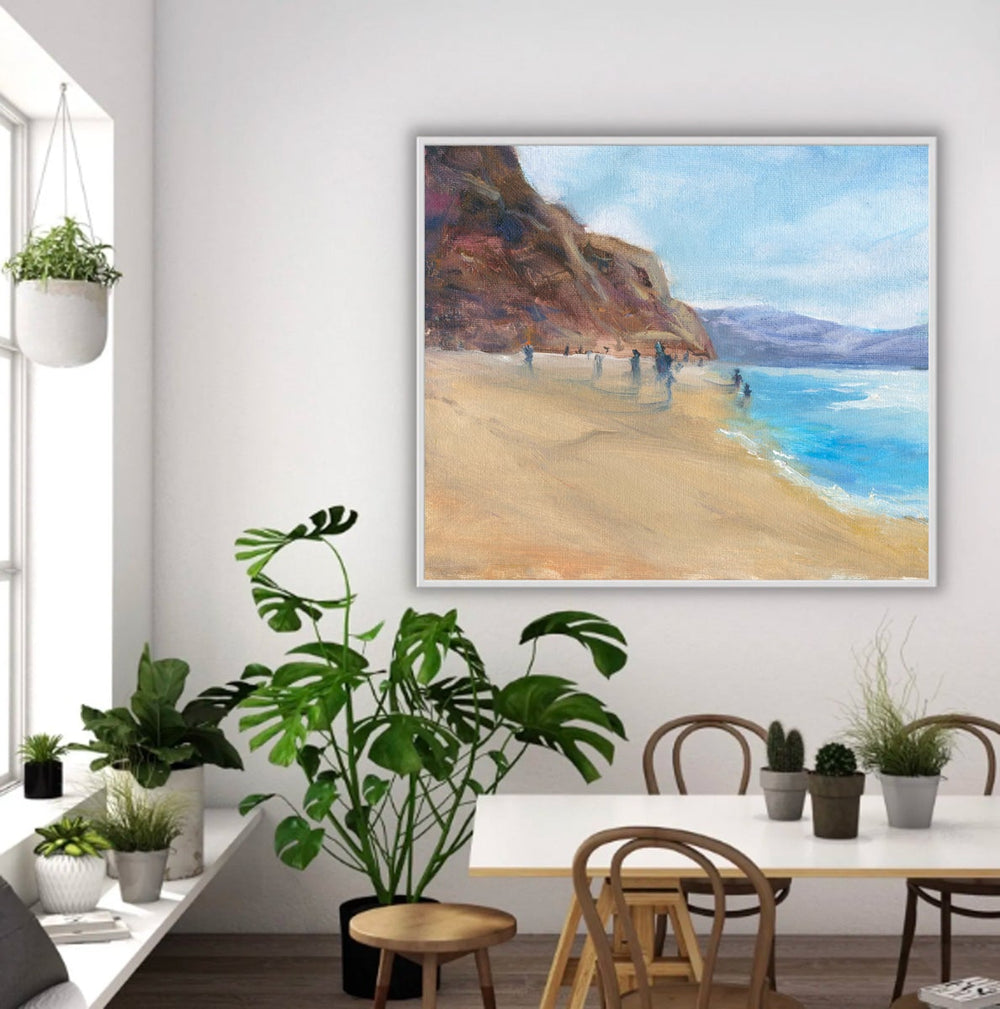 Sea Breeze - Oil Painting Seascape Nature Inspired Contemporary Art Print Brazen Design Studio Tan