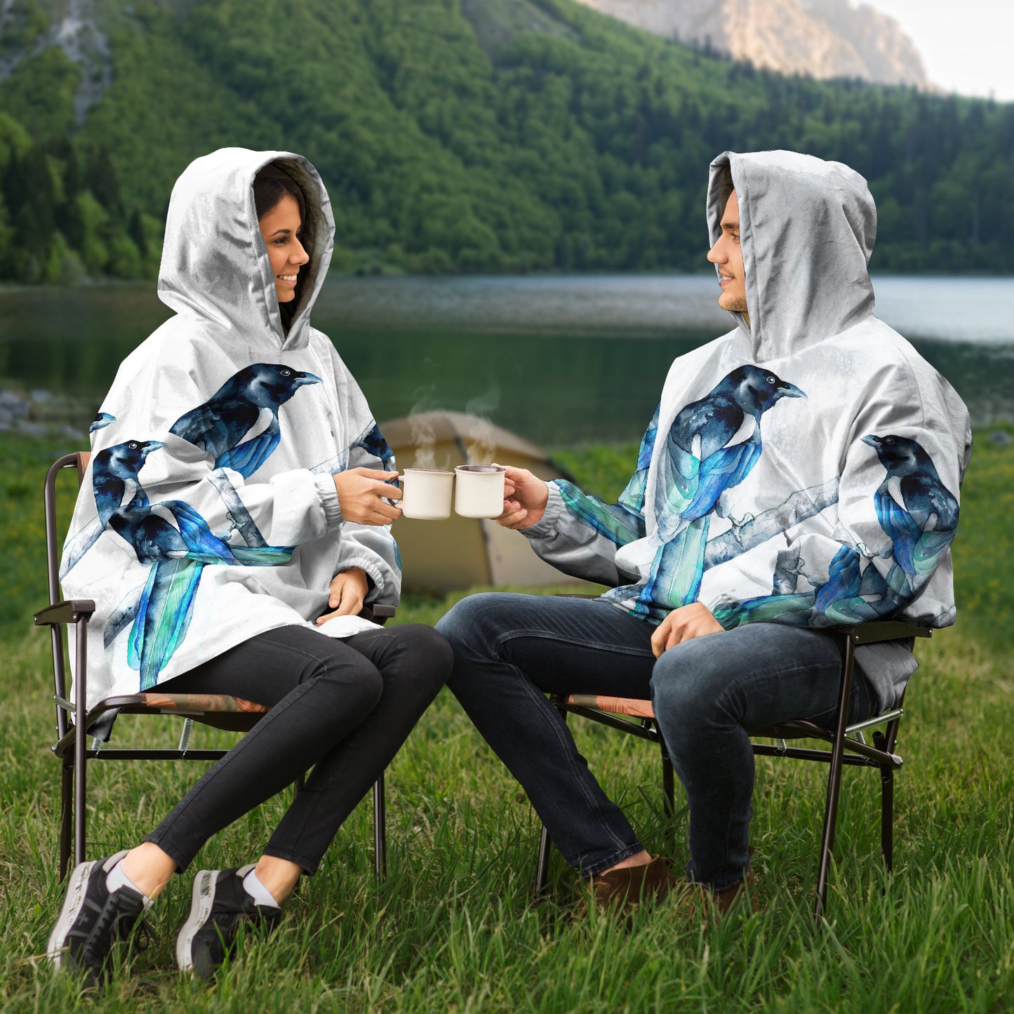 Magpie Bird Snug Hoodie Wearable Blanket