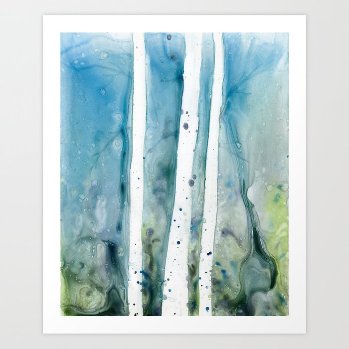 Faerie Ethereal Forest Nature Inspired Watercolor Contemporary Art Print Brazen Design Studio Cadet Blue