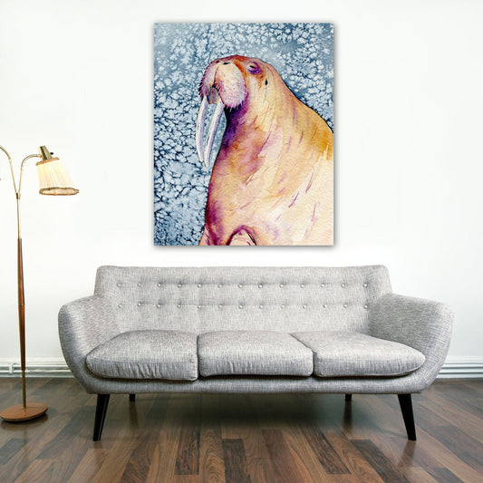 Walrus Watercolor Painting - Wildlife Marine Mammal - Art Print Brazen Design Studio Wheat