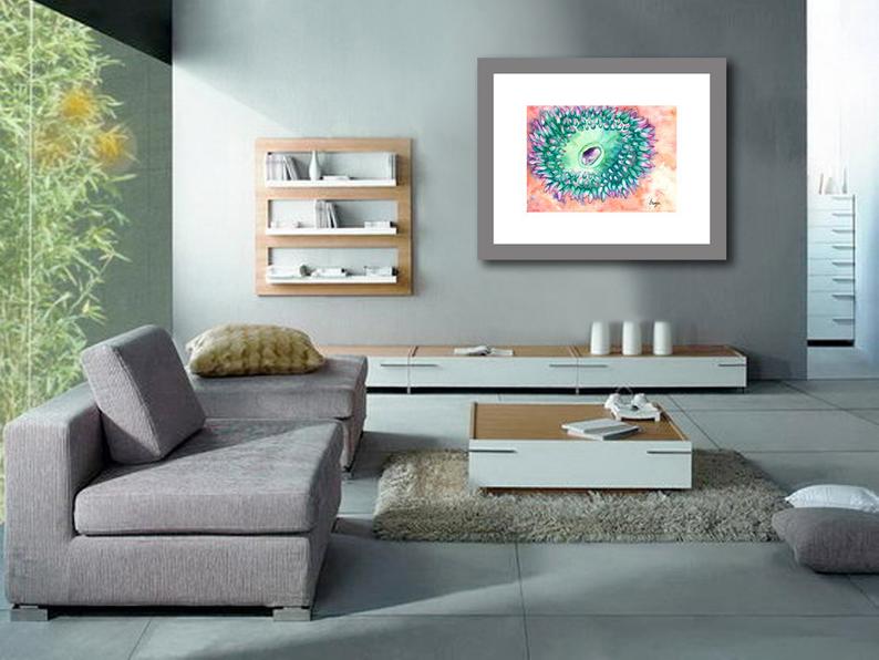 Sea Anenome - Ocean Wildlife - Watercolor Painting Art Print Brazen Design Studio Gray