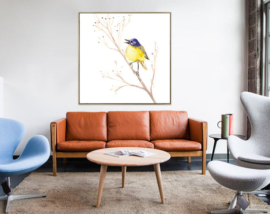 Yellow Wagtail Watercolor Painting - Song Bird Wildlife Art Print Brazen Design Studio Sienna