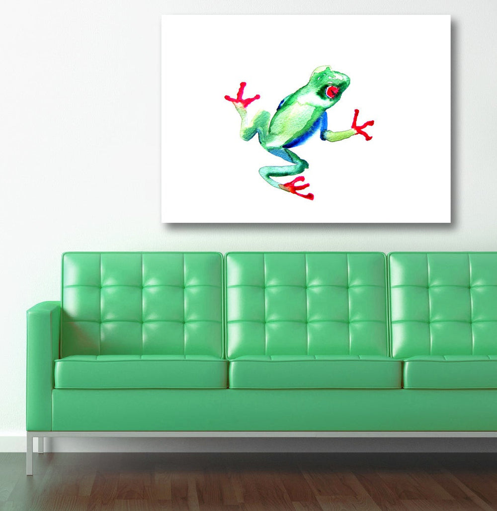 Tree Frog Art Japanese Brush Painting Art Print Brazen Design Studio Medium Sea Green