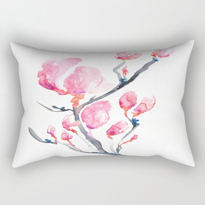 Decorative Pillow Cover - Japanese Magnolia - Floral Throw Pillow Cushion - Fine Art Home Decor Brazen Design Studio Pink