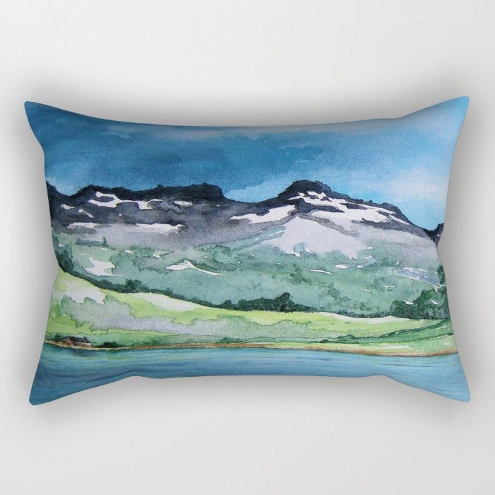 Decorative Pillow Cover - Mountain Painting - Throw Pillow Cushion - Home Decor Brazen Design Studio Dark Sea Green