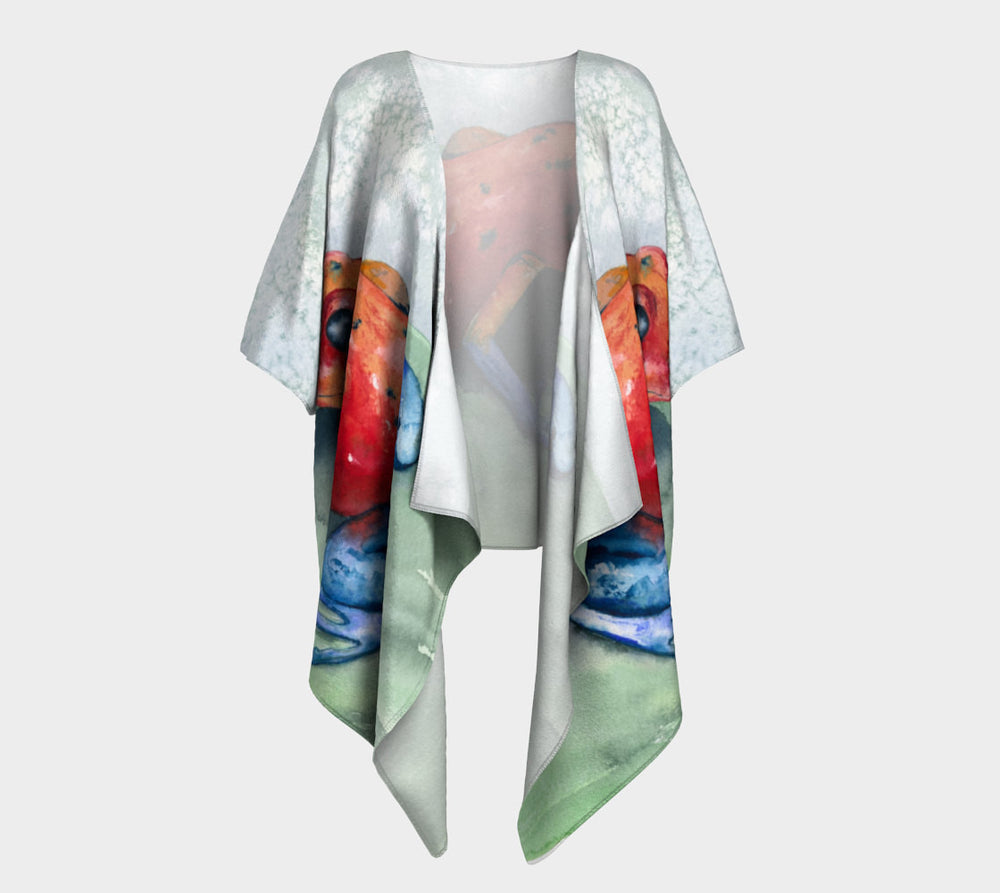 Draped Kimono - Bluejean Frog Watercolour Painting - Designer Clothing Brazen Design Studio Gray