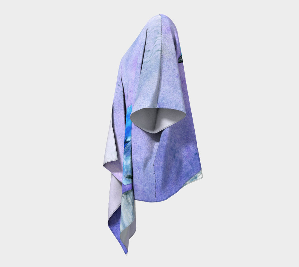 Draped Kimono - Bluebird Watercolour Painting - Designer Clothing Brazen Design Studio Slate Blue