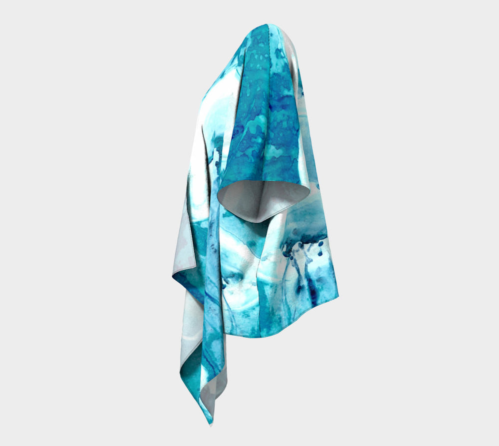 Draped Kimono - Jellyfish Watercolour Painting - Designer Clothing Brazen Design Studio Cadet Blue
