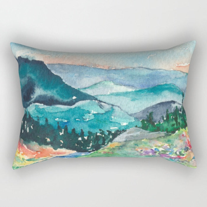 Decorative Pillow Cover - Valley of Dreams Painting - Throw Pillow Cushion - Fine Art Home Decor Brazen Design Studio Light Sea Green
