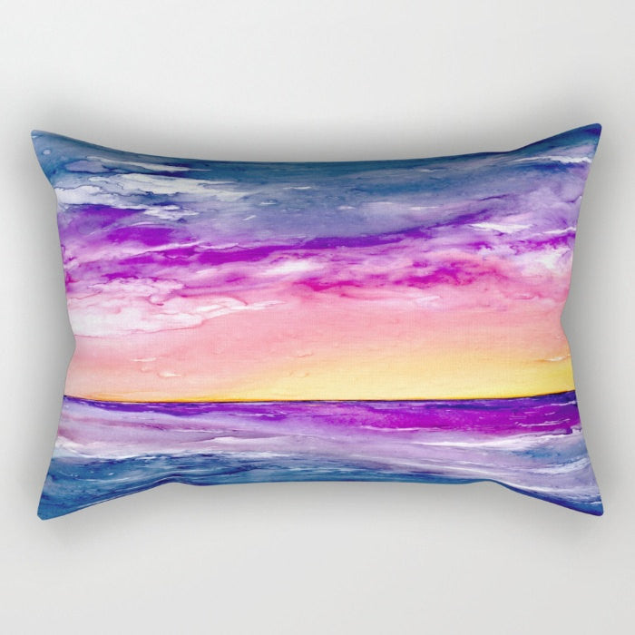 Decorative Pillow Cover - Ocean Painting - Throw Pillow Cushion - Fine Art Home Decor Brazen Design Studio Light Pink