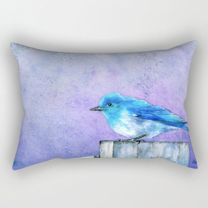Decorative Pillow Cover - Bluebird Bliss - Bird Art - Throw Pillow Cushion - Fine Art Home Decor Brazen Design Studio Light Steel Blue