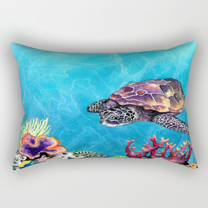 Decorative Pillow Cover - Sea Turtle - Throw Pillow Cushion - Fine Art Home Decor Brazen Design Studio Light Sea Green