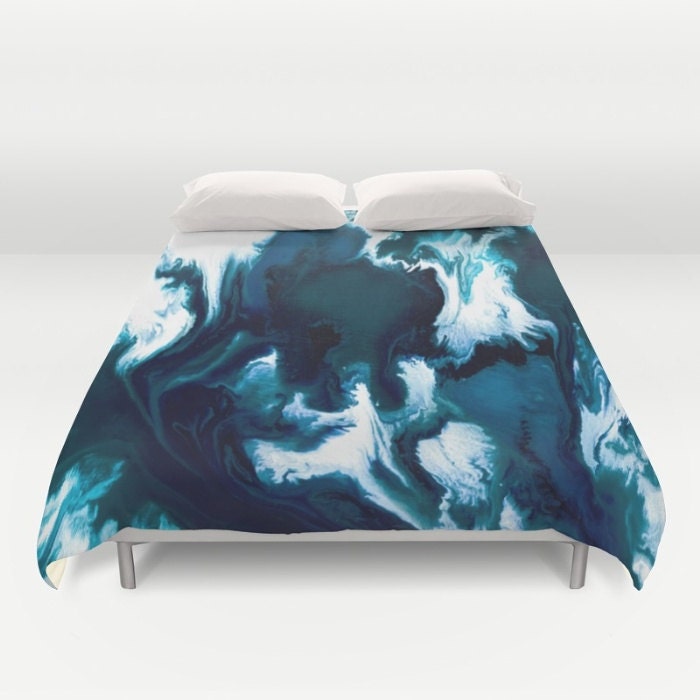 Coastal Duvet Cover - Nature Modern Bedding - Twin Queen or King Size Duvet or Comforter Brazen Design Studio Dark Slate Gray