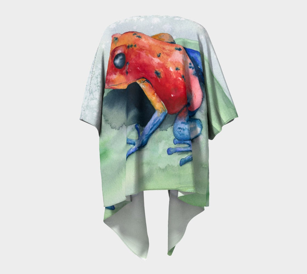 Draped Kimono - Bluejean Frog Watercolour Painting - Designer Clothing Brazen Design Studio Dark Gray
